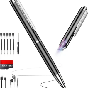 128GB Voice Recorder with Type-C, AI Noise Reduction, 180-Day Storage for Lectures & Meetings