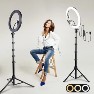 12" 3-Color Ring Light with Handle & 160cm Quick-Release Tripod